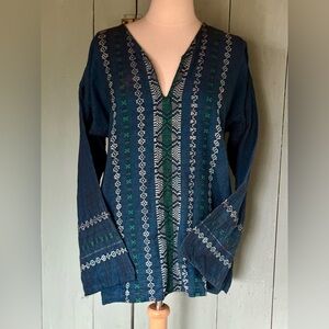 Handcrafted Guatemalan Mayan Ctn Textile Tunic Top Lng Bell Slv L-XL Fest Boho
